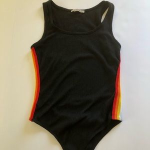 Black Rainbow Color Sides Bodysuit Size Small